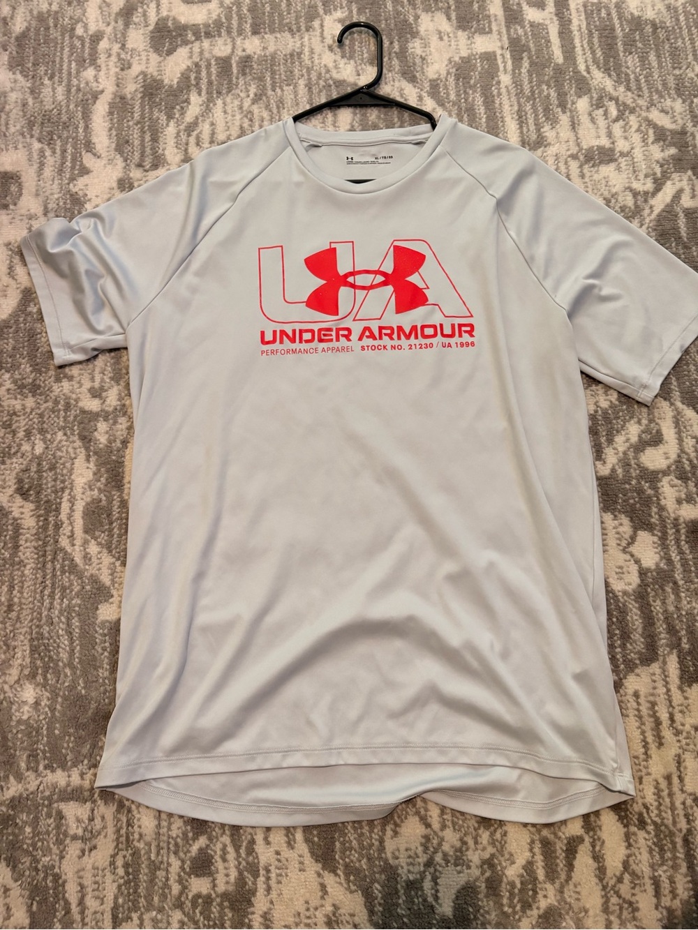 Under Armour Light Gray Short Sleeve Performance Tee with Red Logo